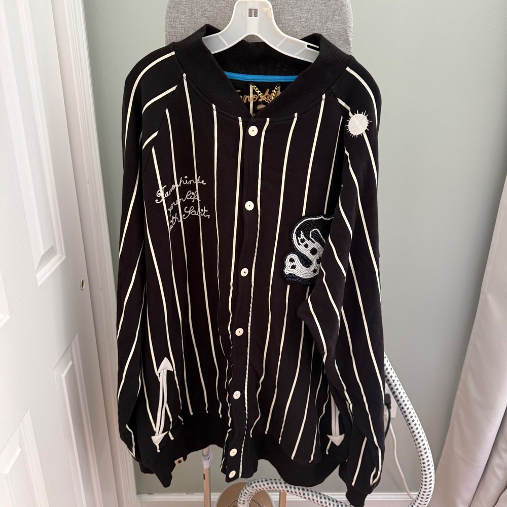Sabit NYC 4XL Deadstock Pinstripe Varsity Jacket Y2K Hip Hop Streetwear NWT